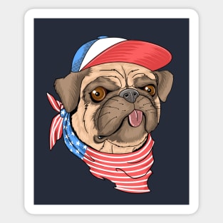 Pug dog USA flag Sticker